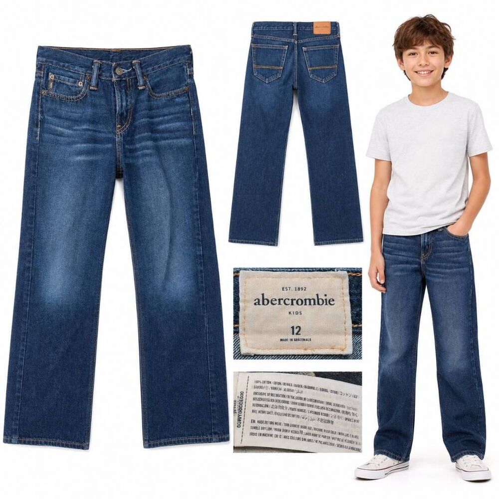 Abercrombie Kids Boys 12 Bootcut Relaxed Jeans Dark Wash
